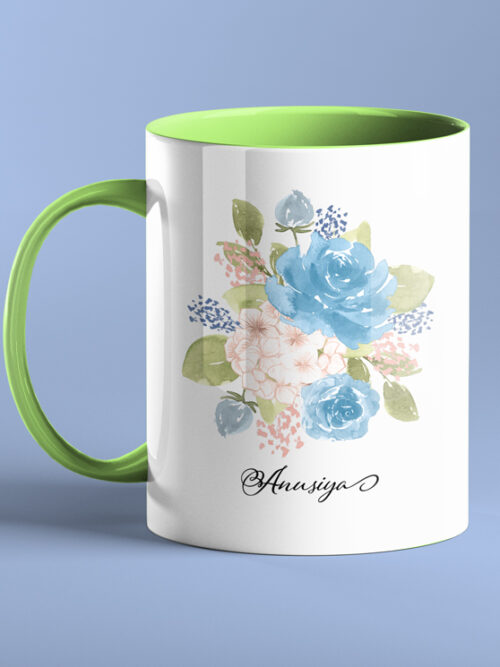Green White Floral BPR Coffee Mug 11oz