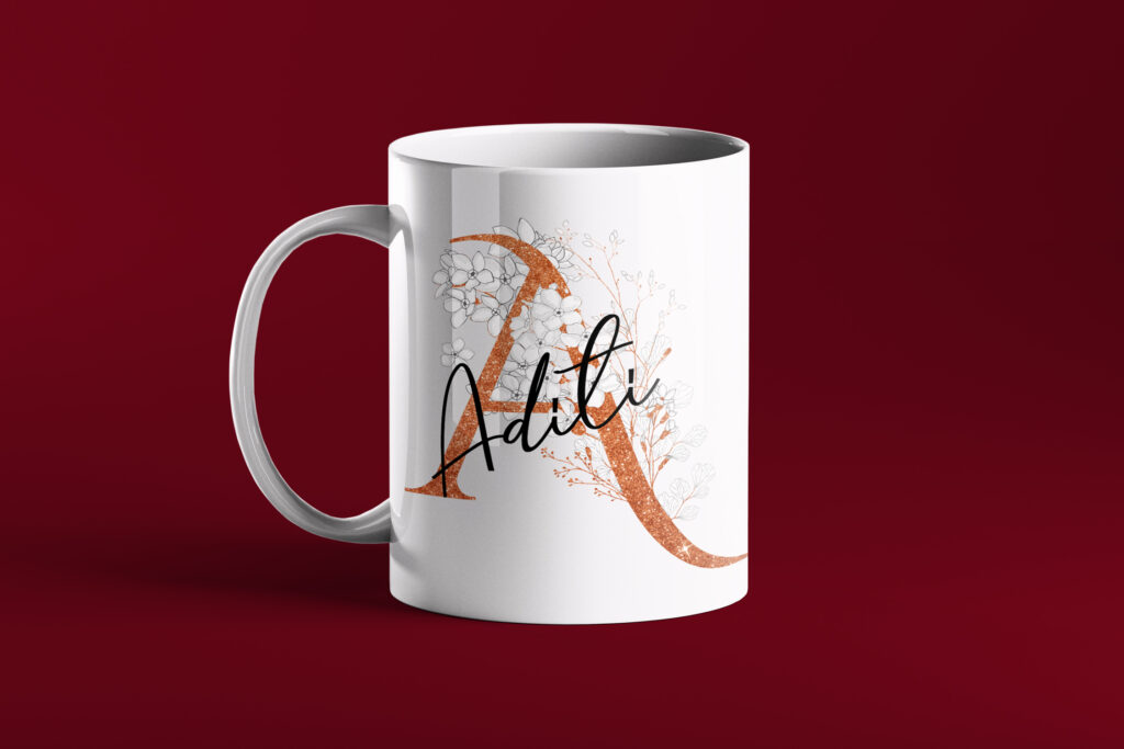 White Floral Named Coffee Mug 11oz