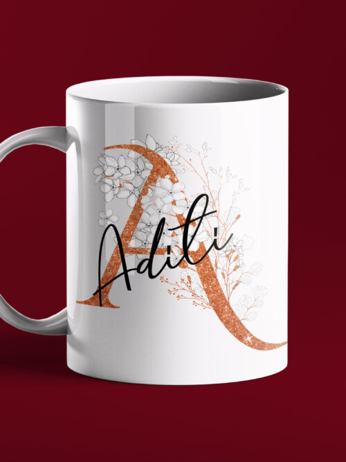 White Floral Named Coffee Mug 11oz